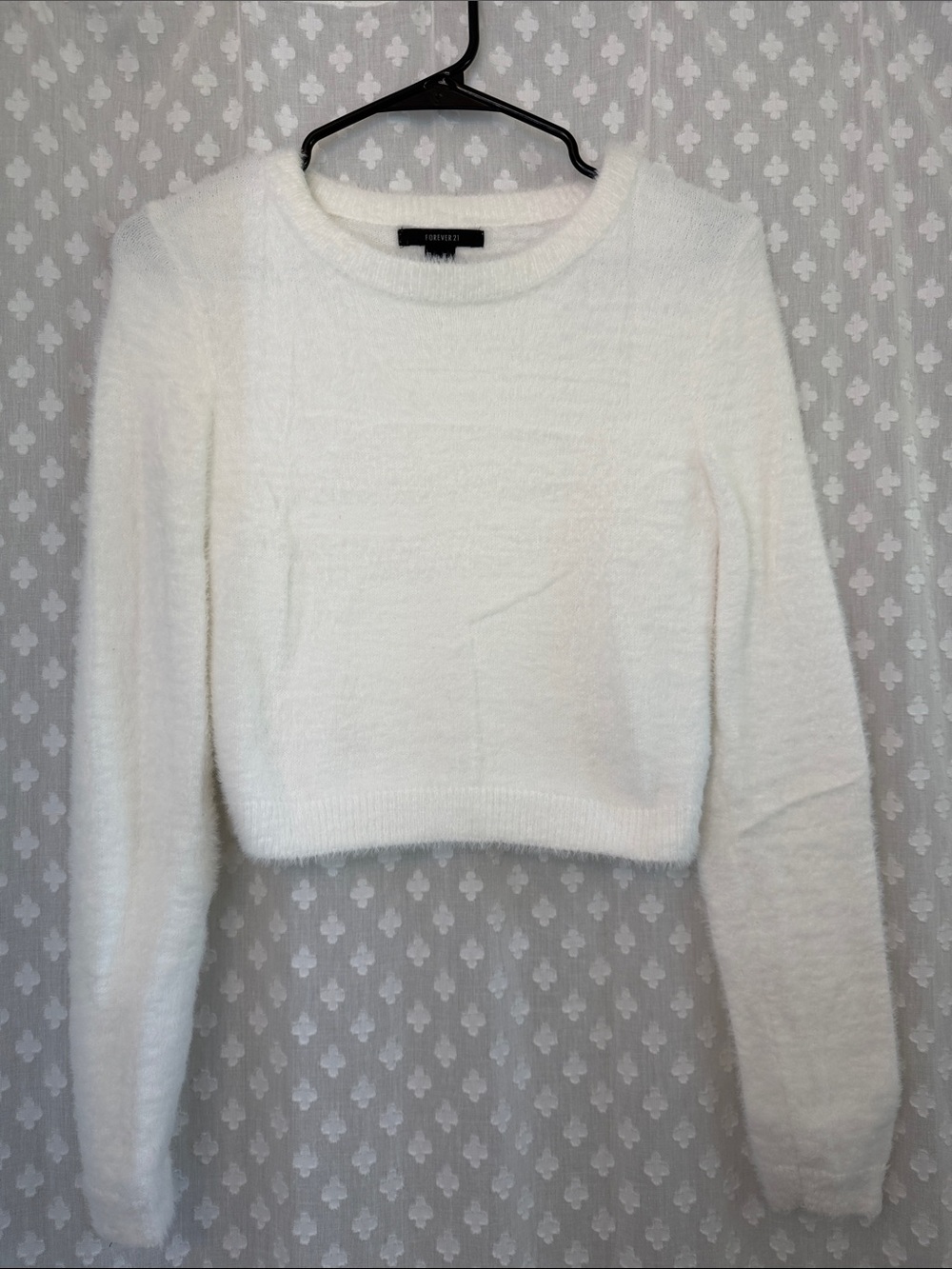 2 for $7 - Forever 21 Cream Fuzzy Cropped Crewneck Sweater
